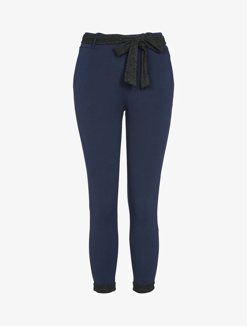7/8 broek met hoge taille en wortelvorm - Donkerblauw