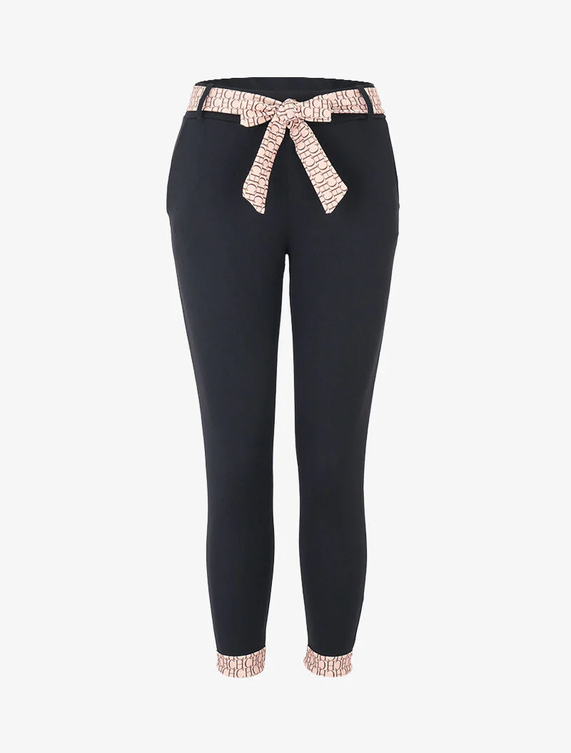 Broek 7/8 met bedrukte randen - zwart