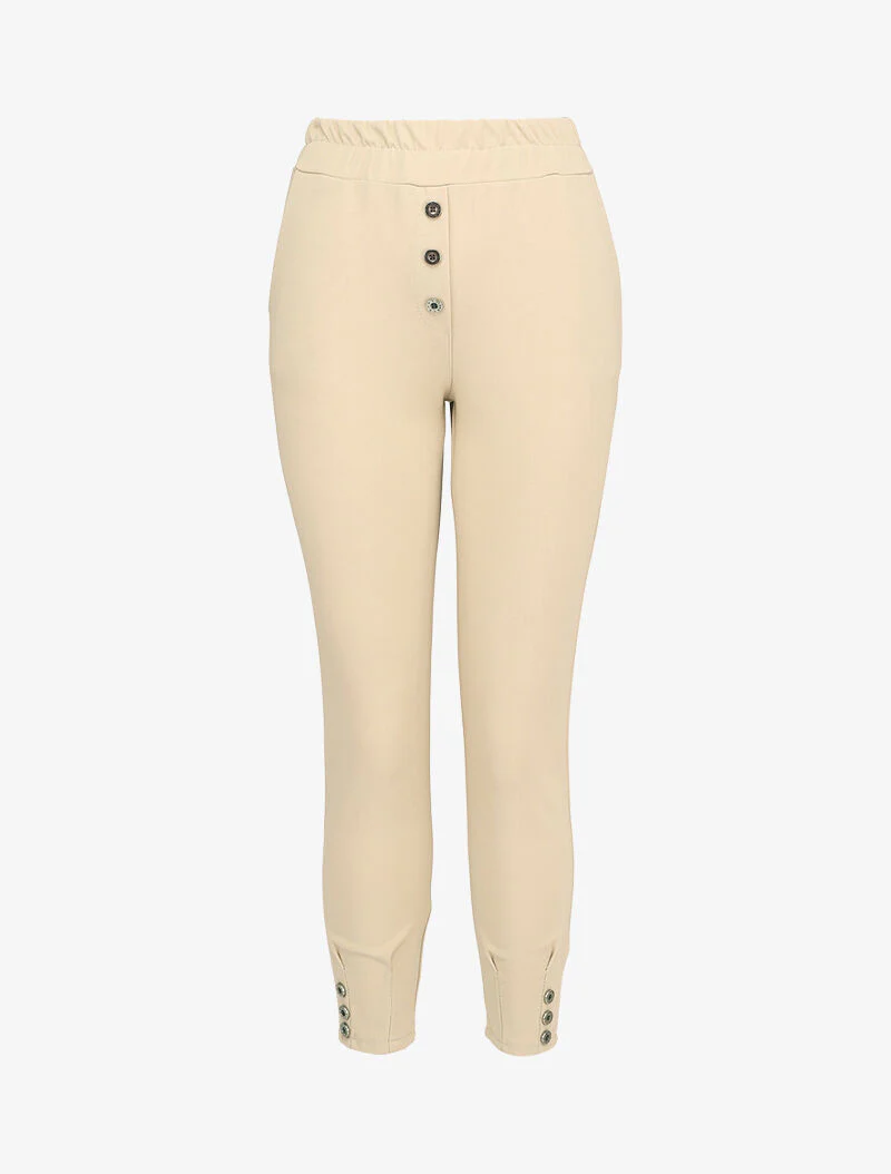 Broek 7/8 met elastische tailleband - Beige