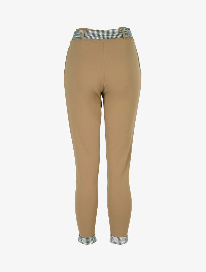 Broek 7/8 met pied-de-poule zoom - taupe - Image 2