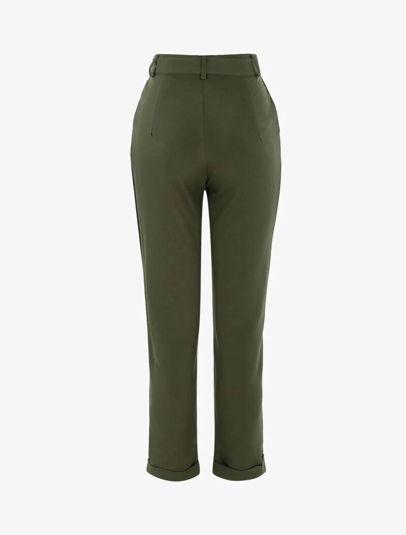 Broek 7/8 met satijn effect - kaki - Image 2