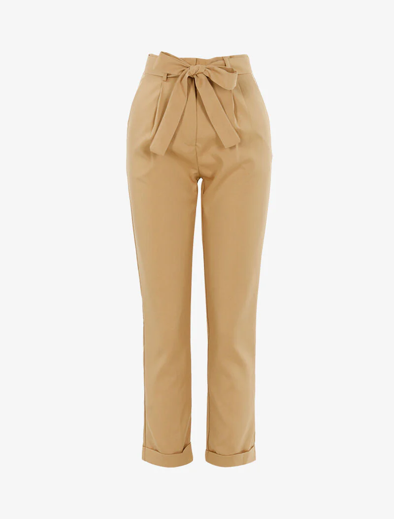 7/8 broek met satijn effect - licht camel