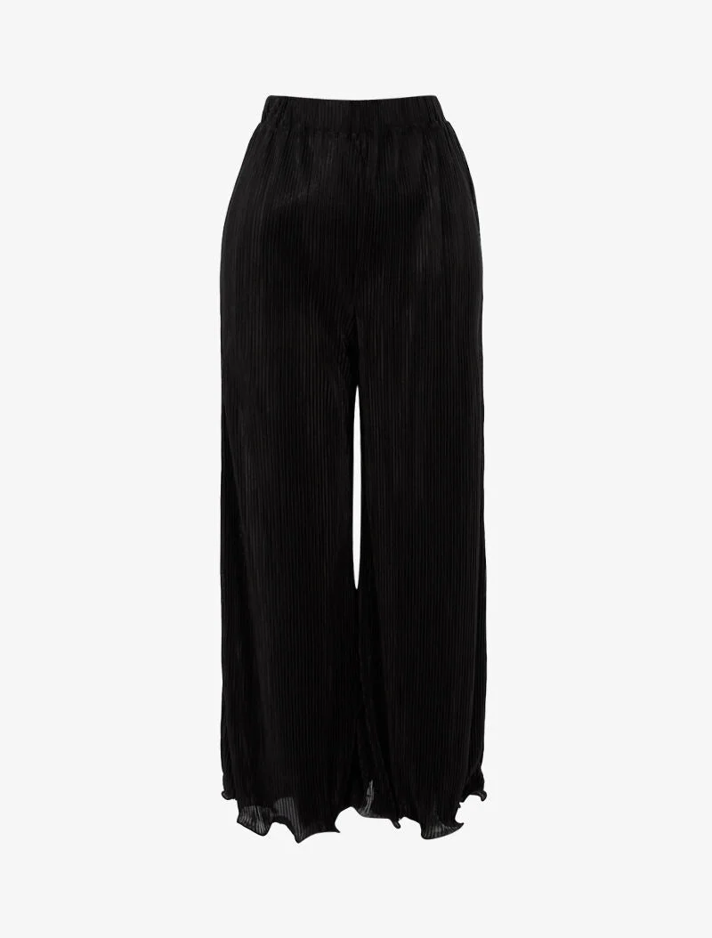 Broek 7/8 met wafelstructuur - zwart