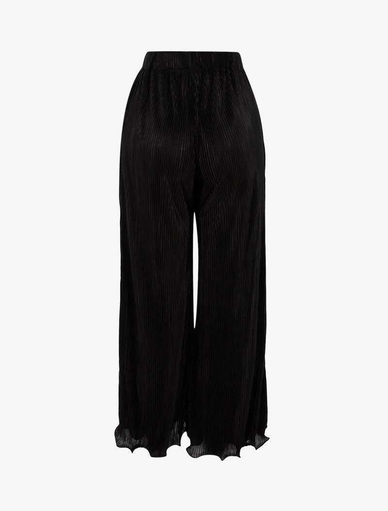 Broek 7/8 met wafelstructuur - zwart - Image 2