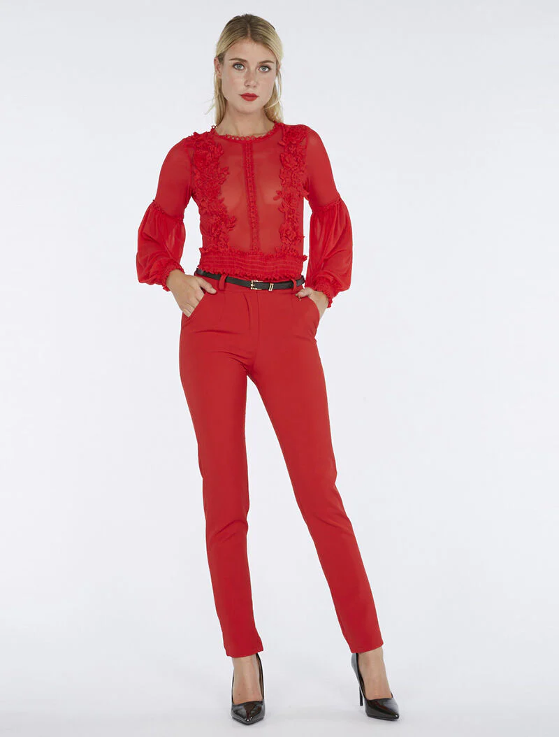 Broek met juweeldetails goud - rood - Image 4