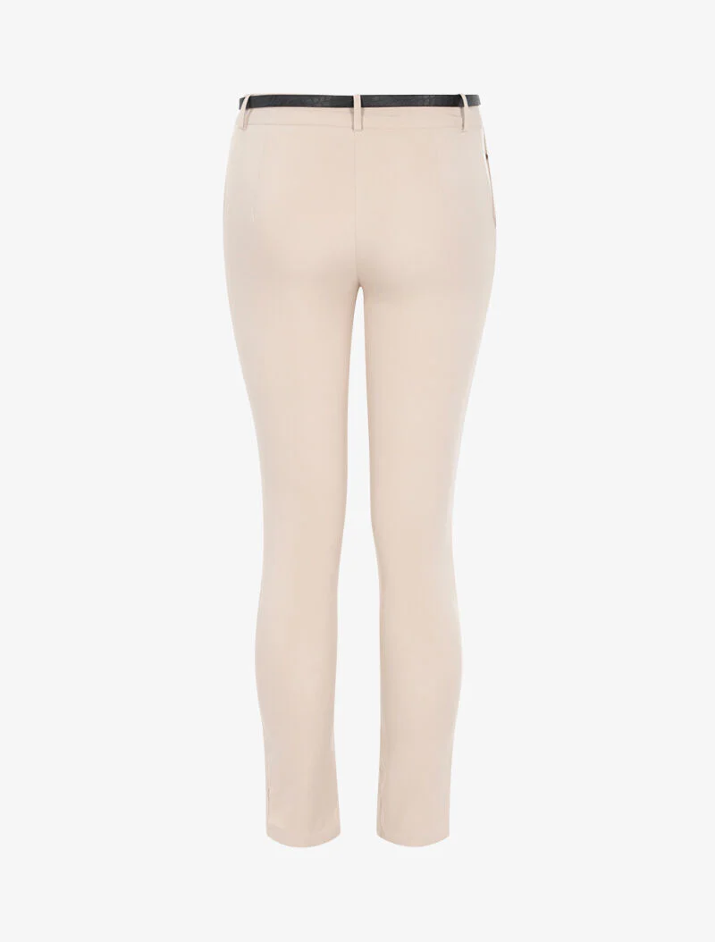 Effen broek met riem - beige - Image 2