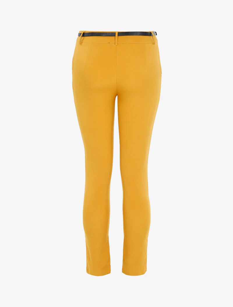 Effen broek met riem - geel - Image 2
