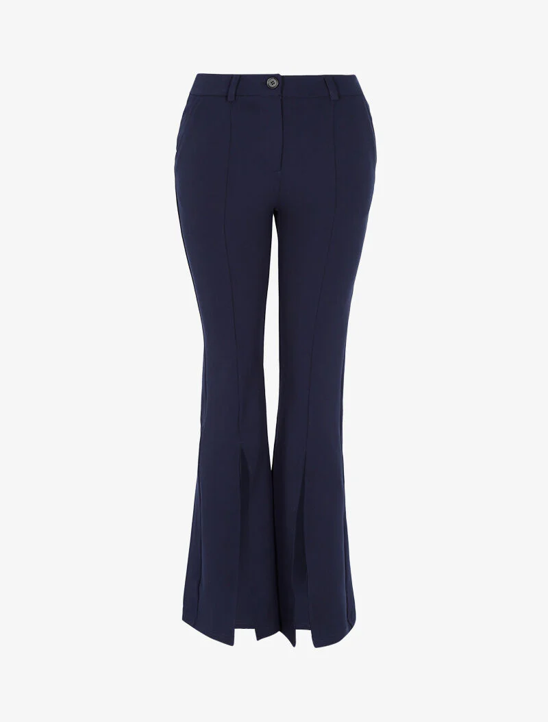 Gespleten flare broek aan de voorkant - marineblauw - Image 2