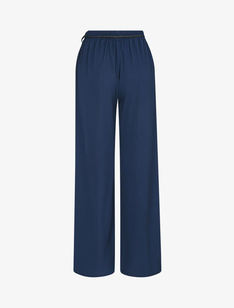 Broek met opengewerkt crêpe-effect - Marineblauw - Image 2