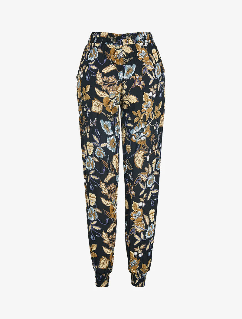 Harem broek met bloemenprint - zwart - Image 2