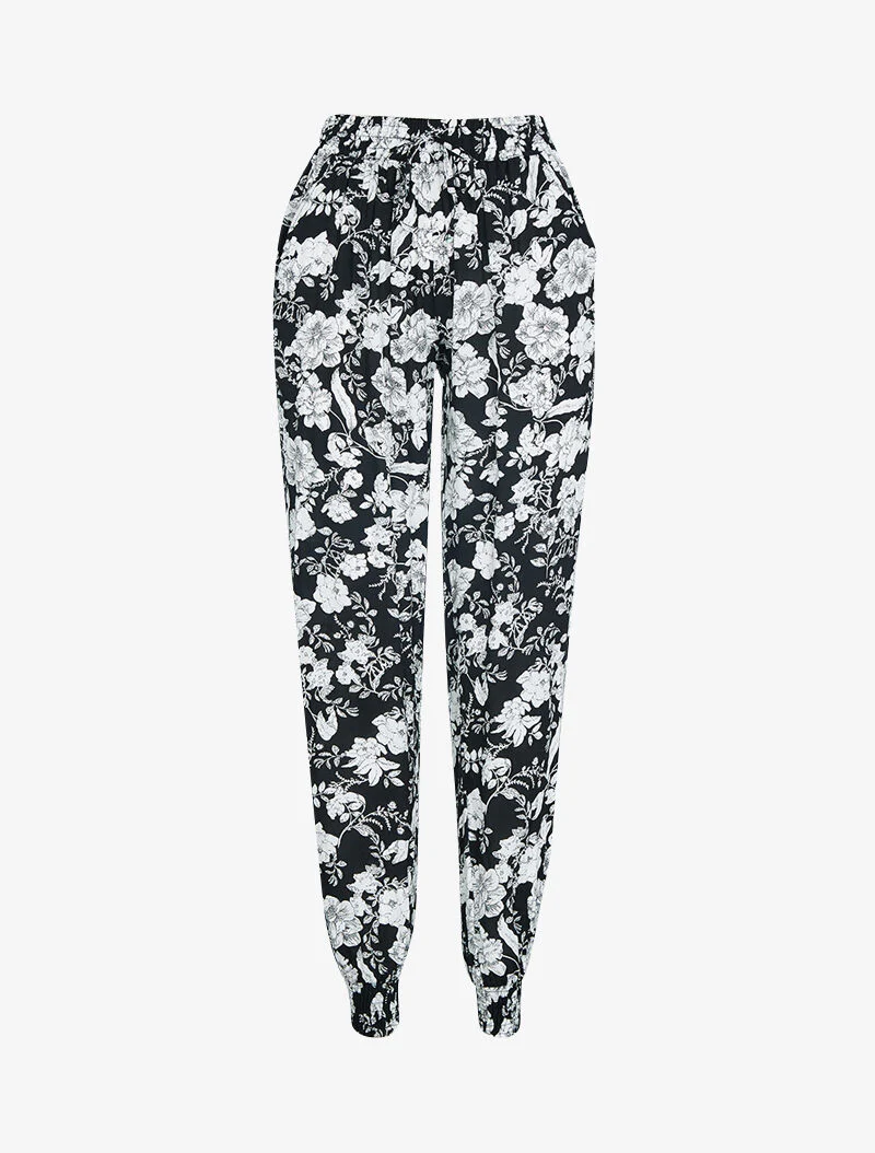 Harem broek met prints - zwart