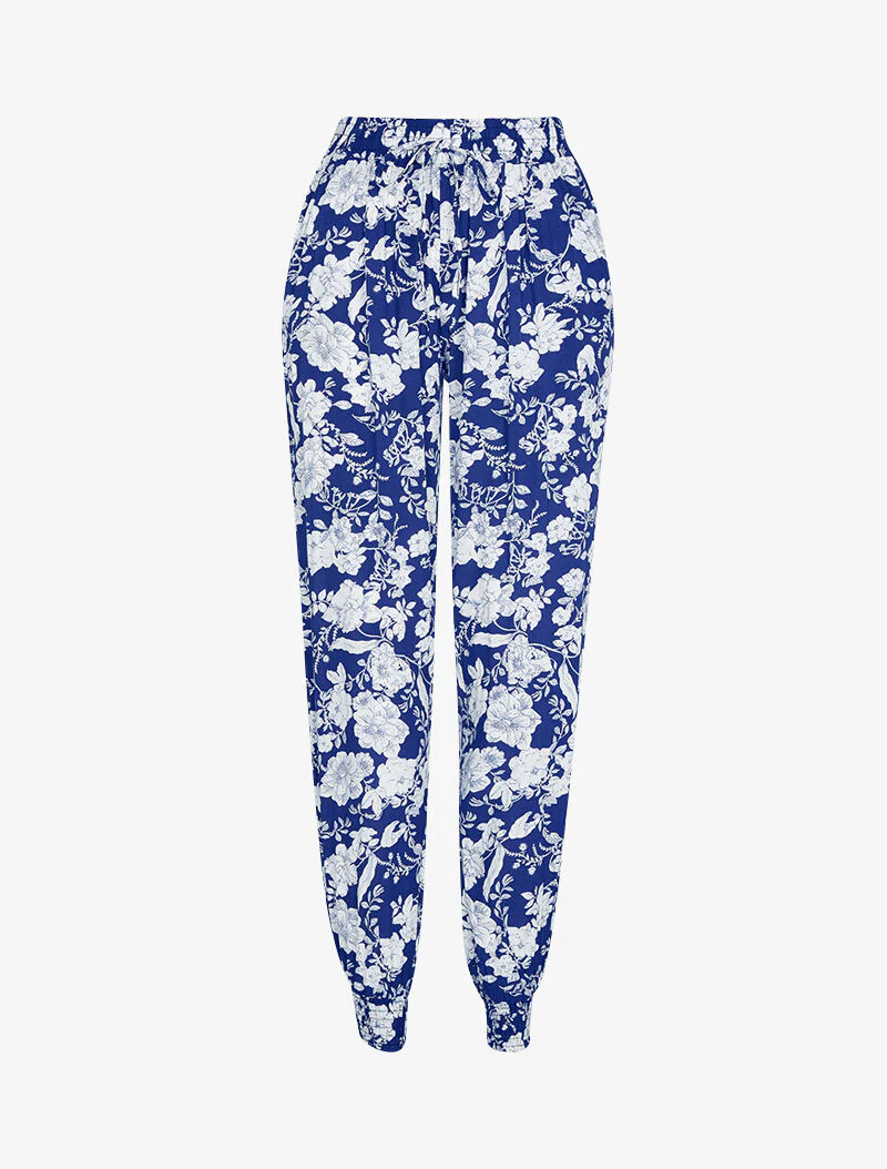 Harem broek met prints - marineblauw