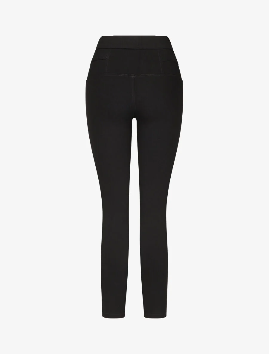 Broek in jeggingstijl met overslag - Zwart - Image 2