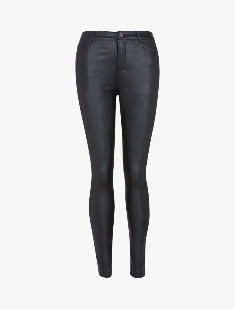 Casual broek in imitatieleer - zwart