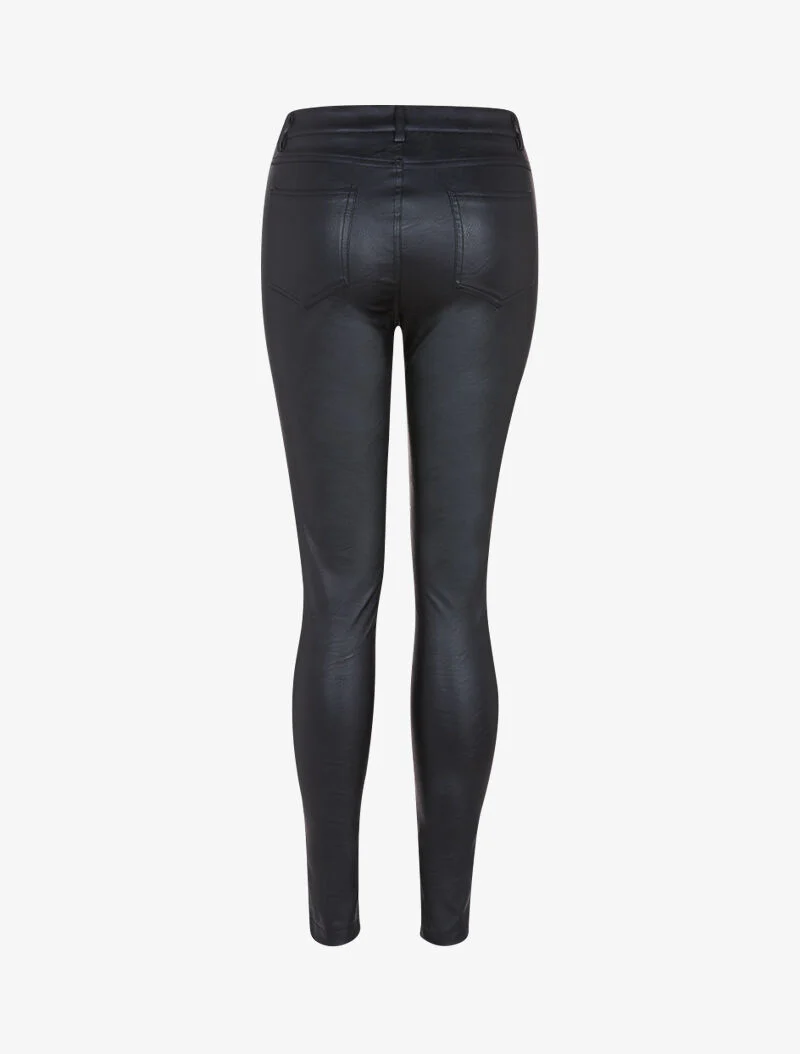 Casual broek in imitatieleer - zwart - Image 2