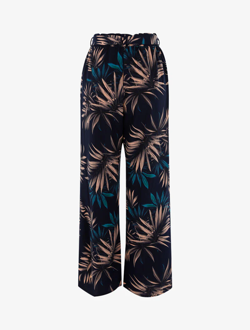 Broek met bladprint - marine/zwart - Image 2