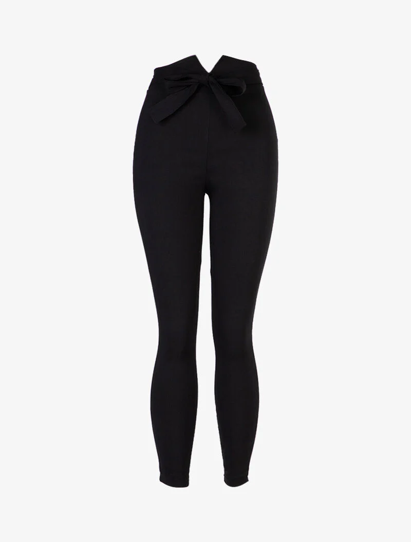 Broek met een gespleten empire taille - zwart
