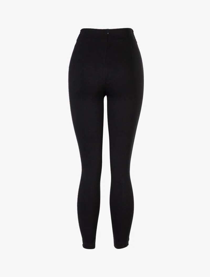 Broek met een gespleten empire taille - zwart - Image 2