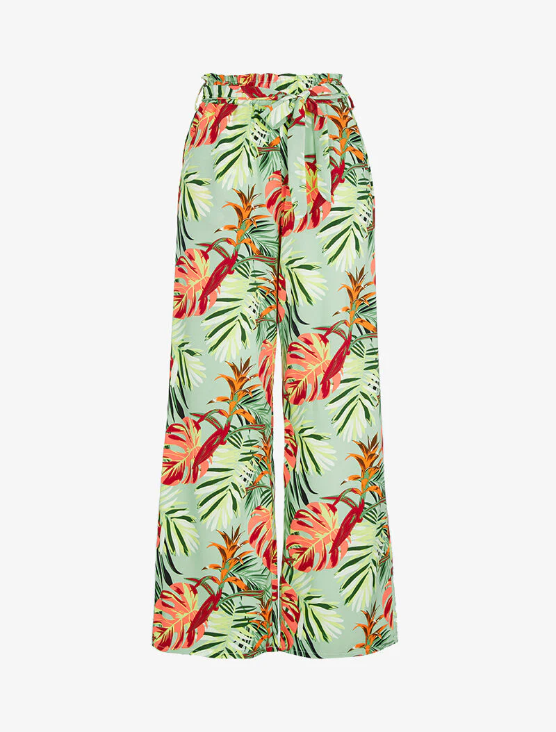 Broek met een tropische print - groen