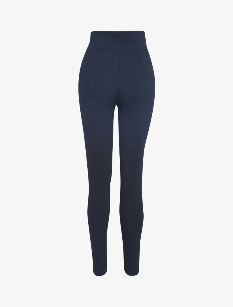 Broek met empire taille en knoopsluiting - marine - Image 2