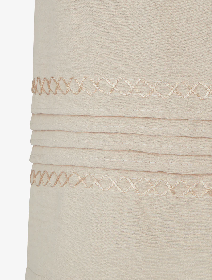 Broek met geborduurde randen - Beige - Image 3