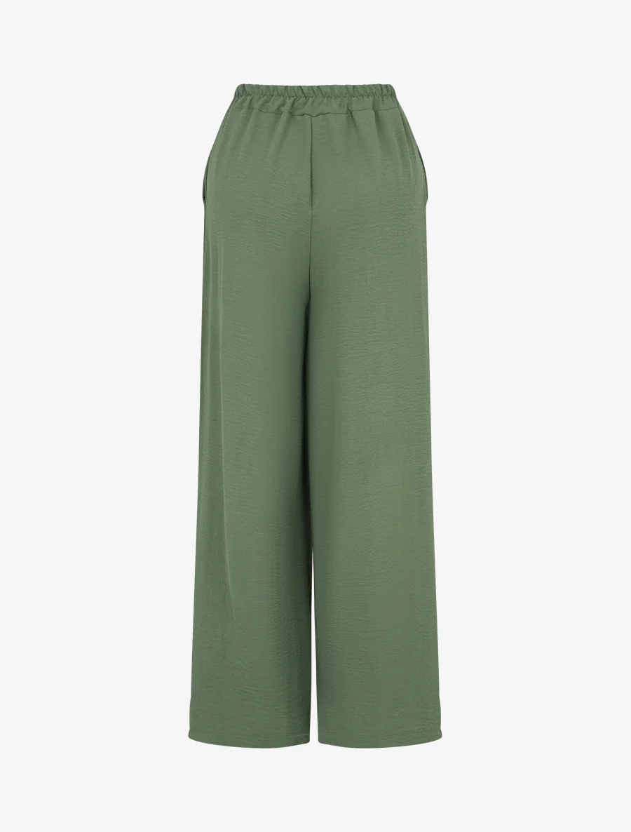 Broek met geborduurde randen - Kaki - Image 2