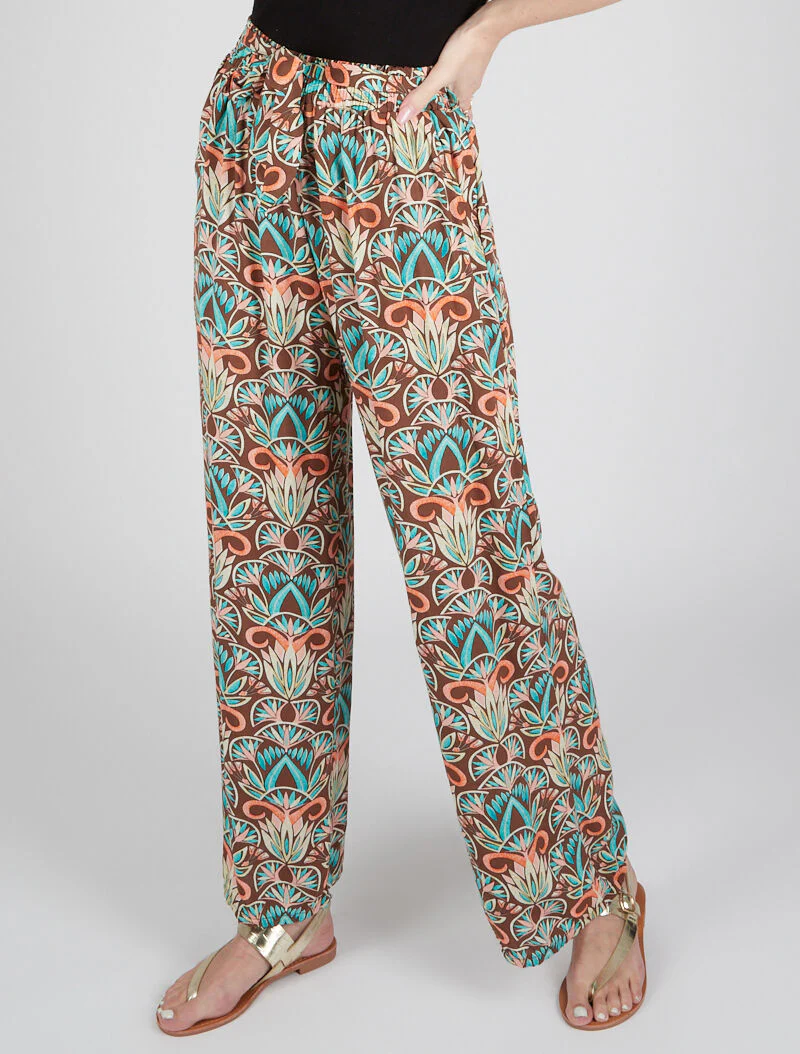 Broek met grafische prints - bruin