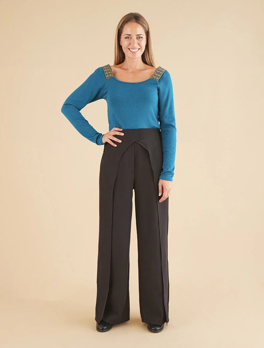 Broek met grote overlappende panelen - Zwart - Image 4