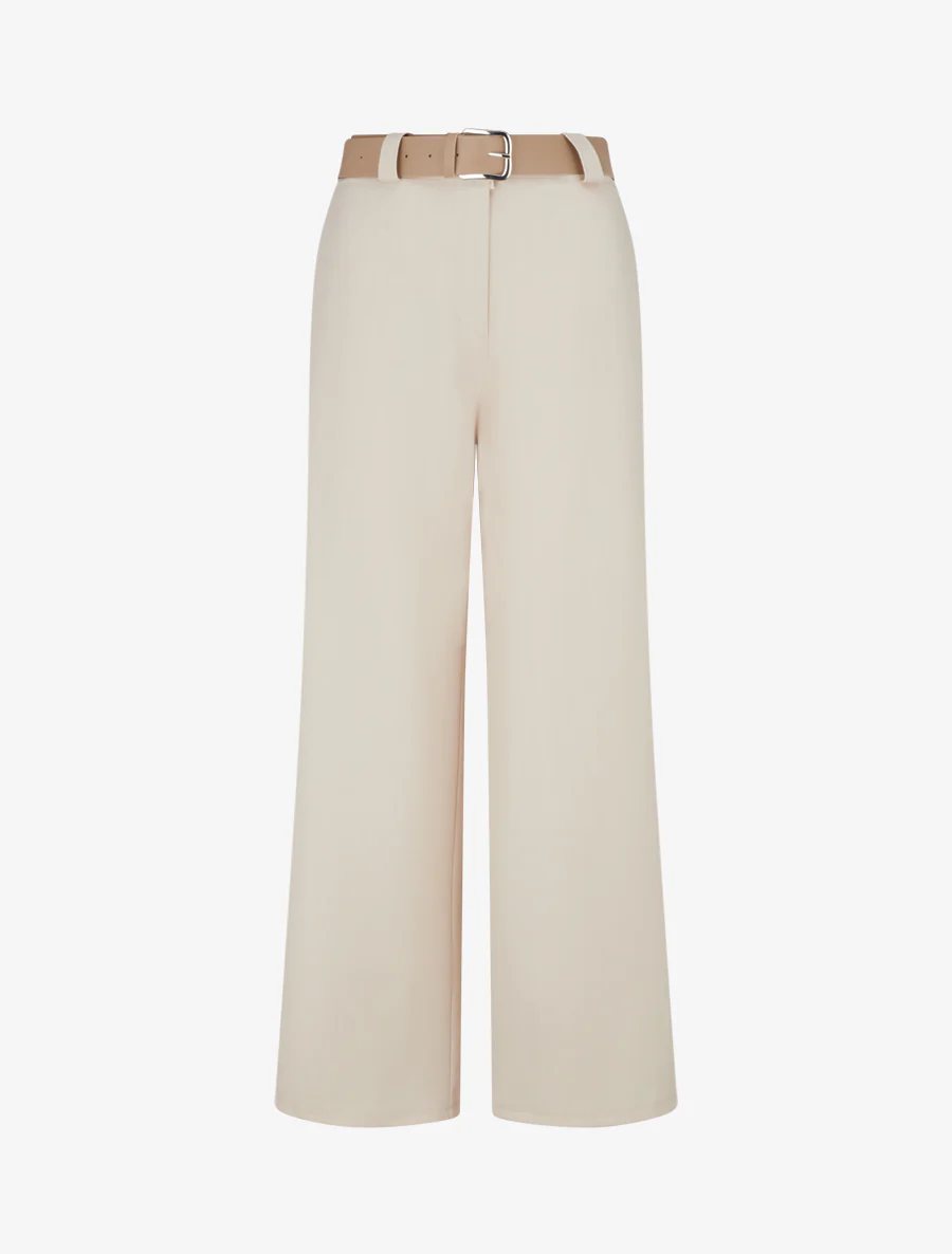 Broek met iriserende krijtstrepen - Beige