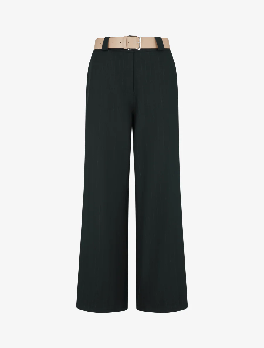 Broek met iriserende krijtstrepen - Zwart