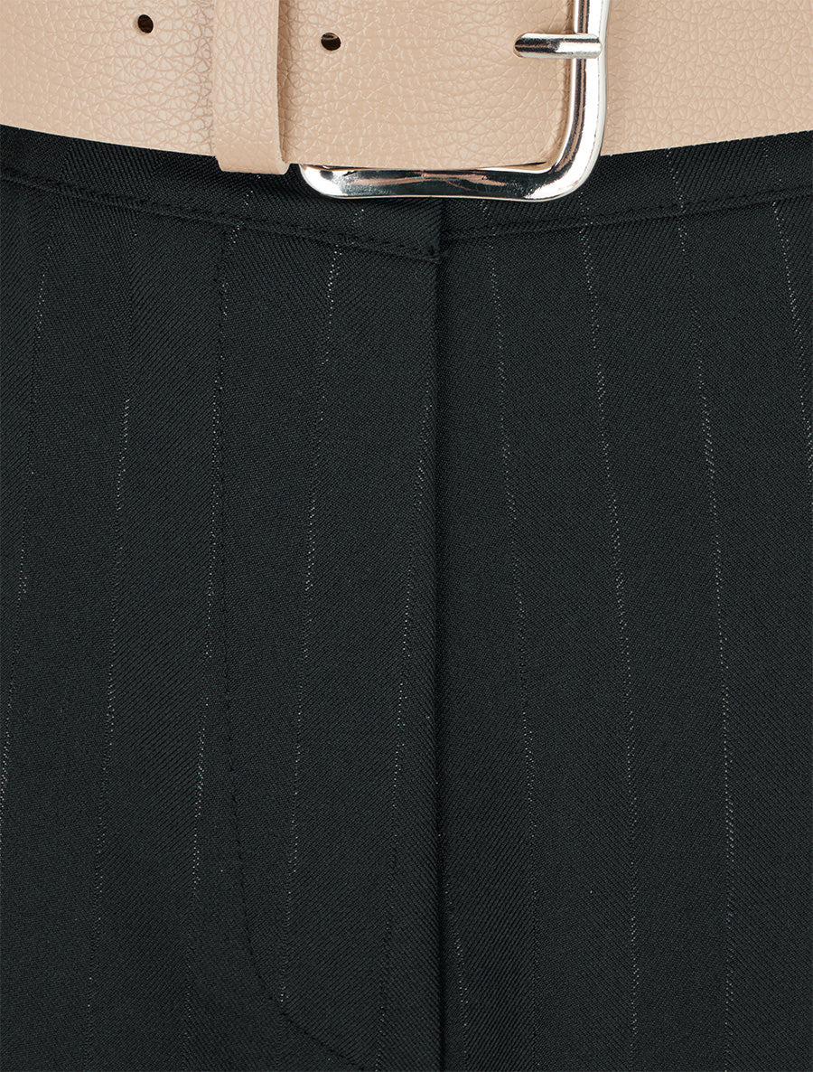 Broek met iriserende krijtstrepen - Zwart - Image 3