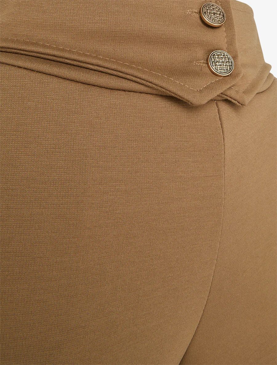 Broek met knoopsluiting aan de zijkant. - Kameel - Image 3