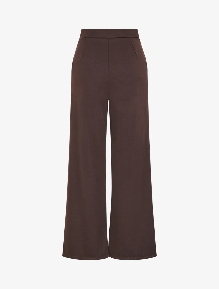 Broek met knoopsluiting aan de zijkant. - Donkerbruin - Image 2
