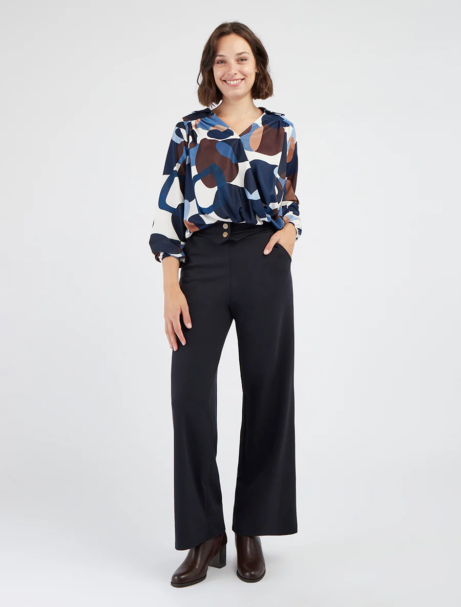 Broek met knoopsluiting aan de zijkant. - Nachtblauw - Image 4