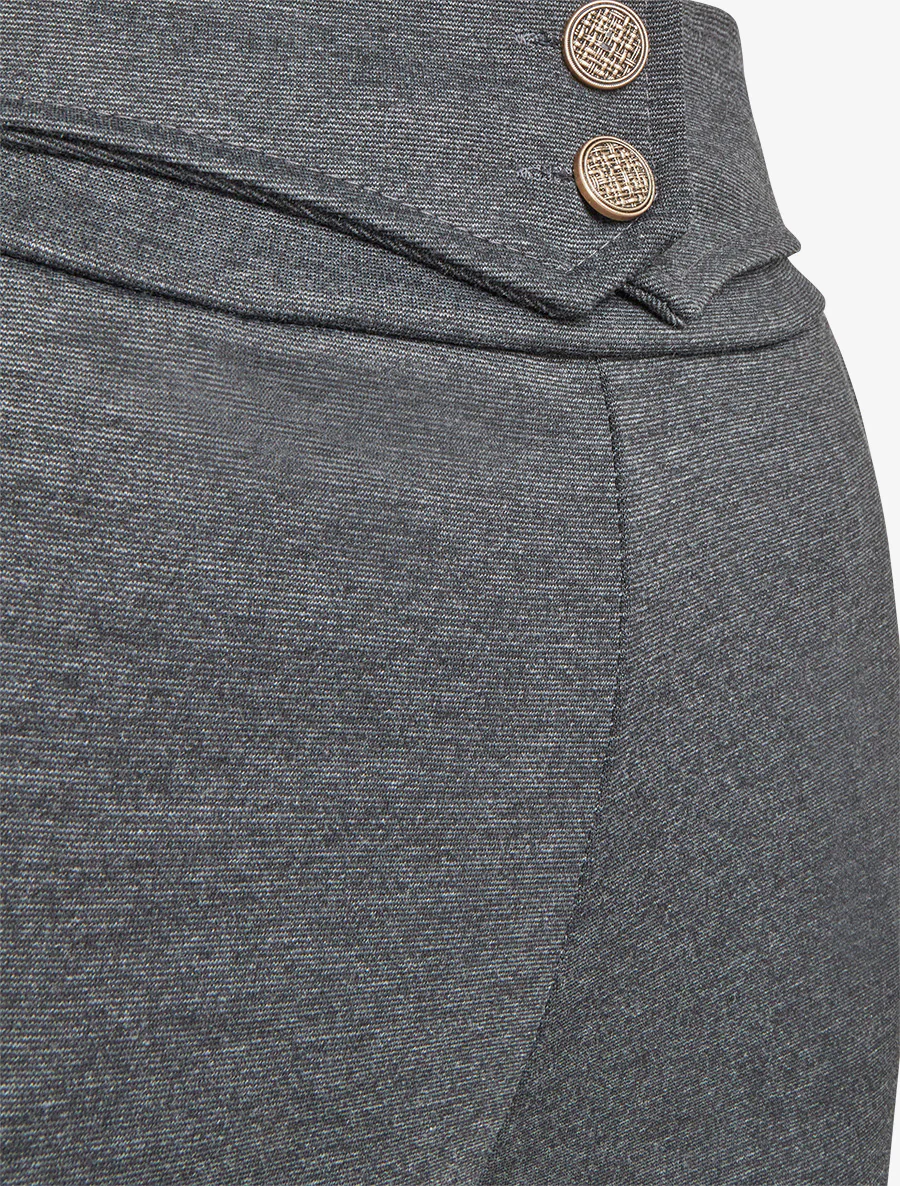 Broek met knoopsluiting aan de zijkant. - Antracietgrijs - Image 3