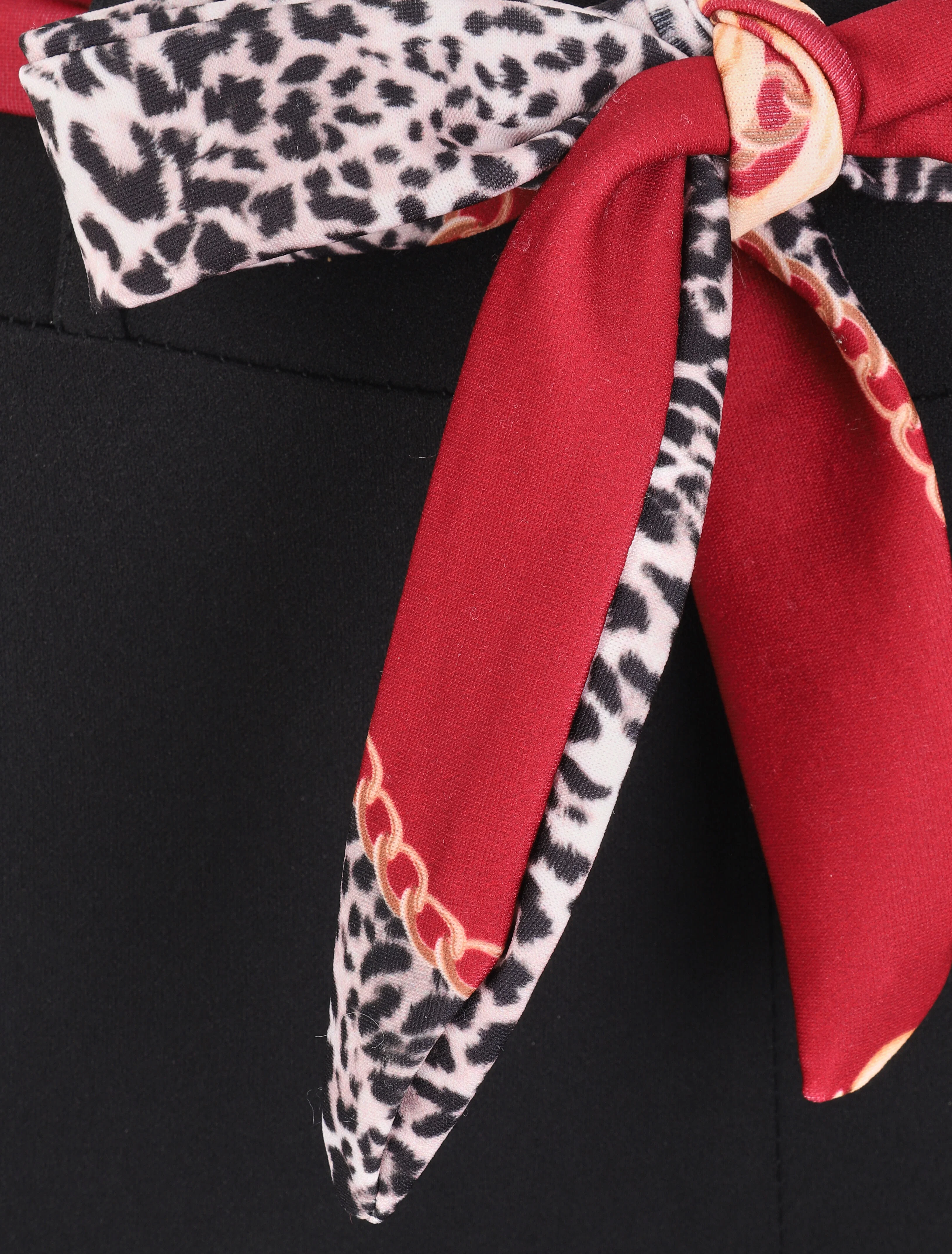 Broek met omgeslagen randen met sjaalprint - Bordeaux - Image 3