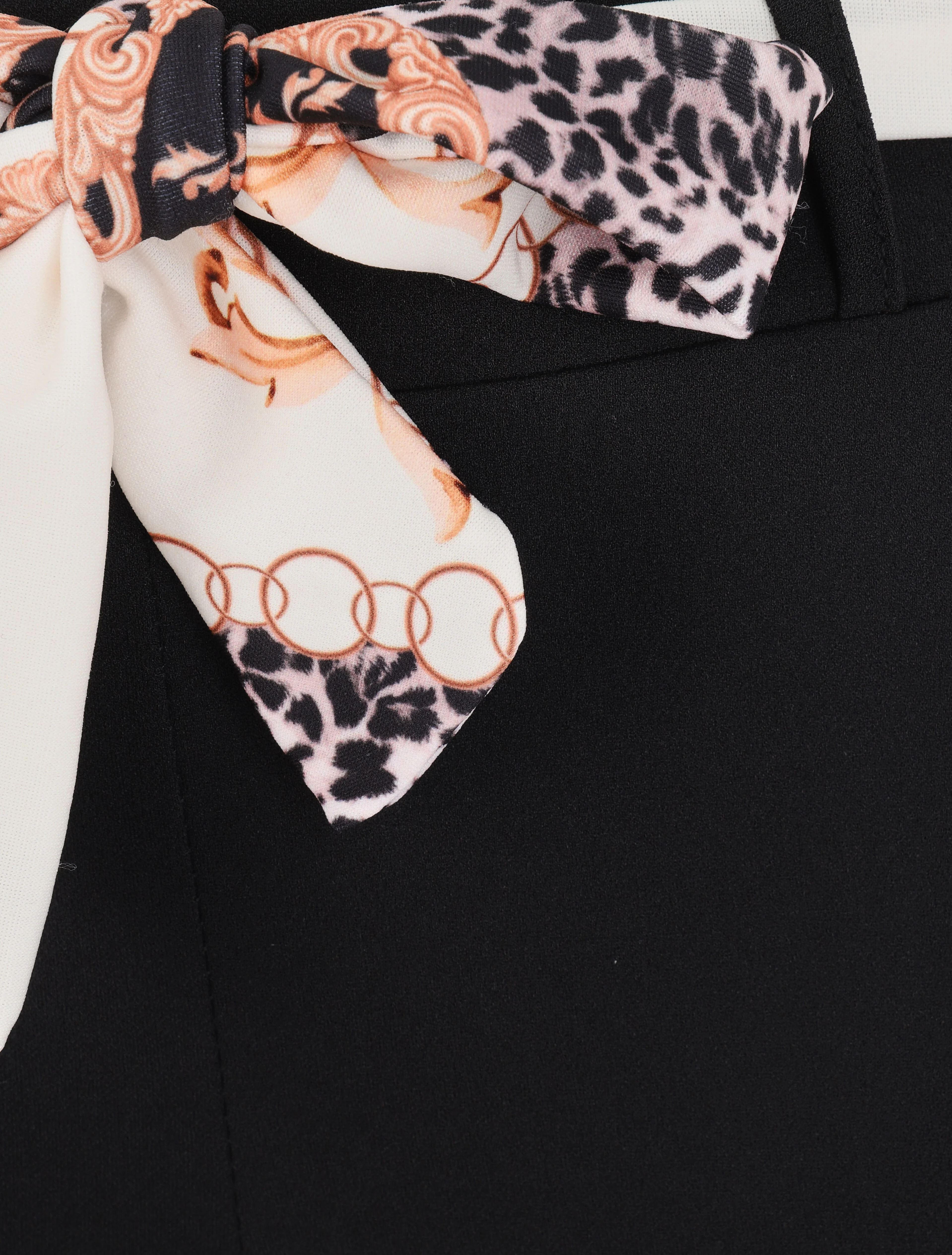 Broek met omgeslagen randen met sjaalprint - Wit - Image 3