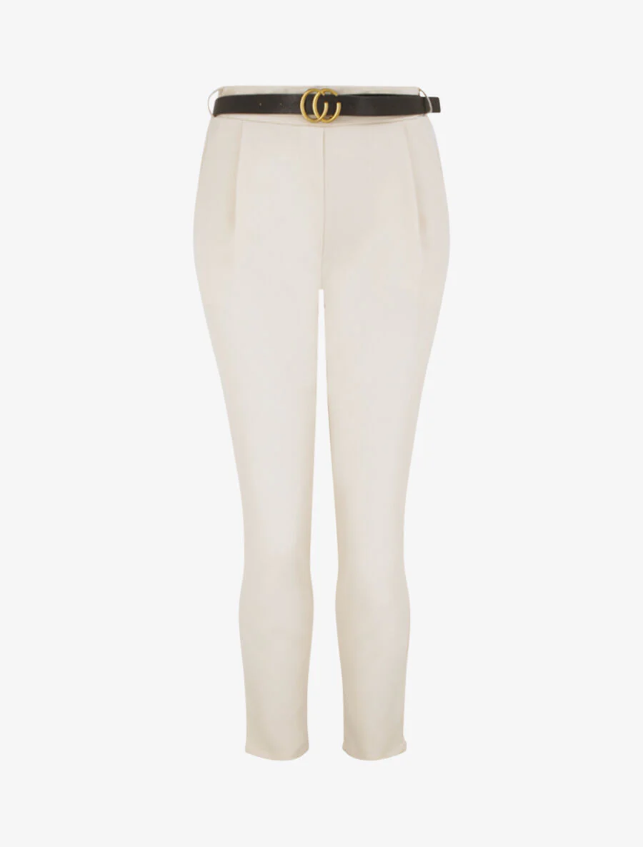 Broek met pijpen en riem - Beige
