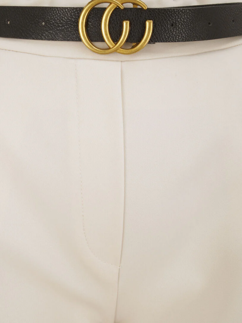 Broek met pijpen en riem - Beige - Image 3
