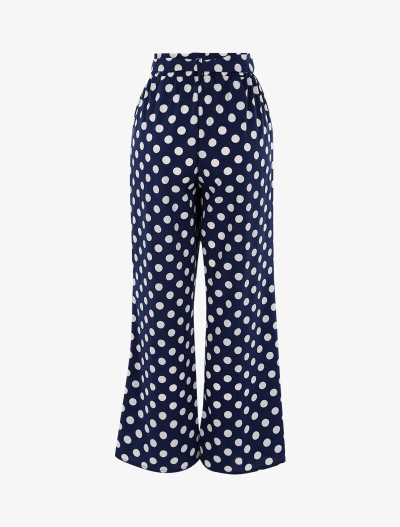 Broek met stippenprint - blauw/wit - Image 2