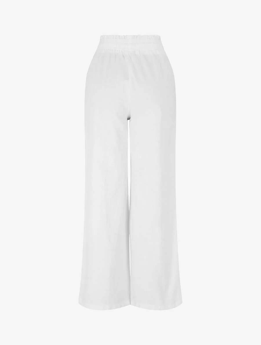 Broek met stretch in linnenlook - wit - Image 2