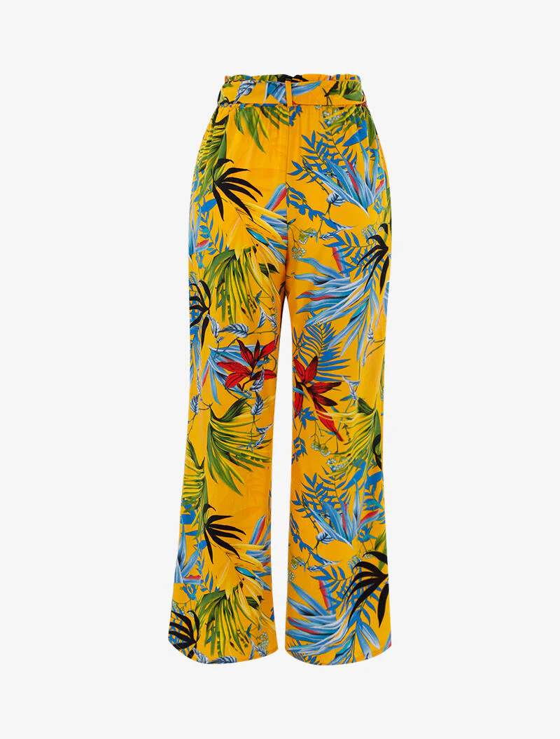 Broek met tropische print - geel - Image 2