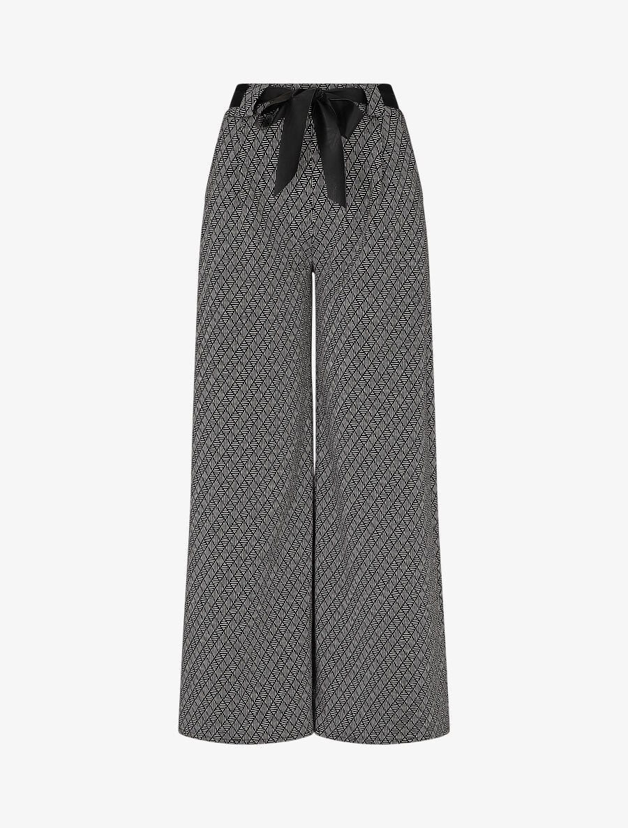 Broek met wijde pasvorm en grafische print - Zwart