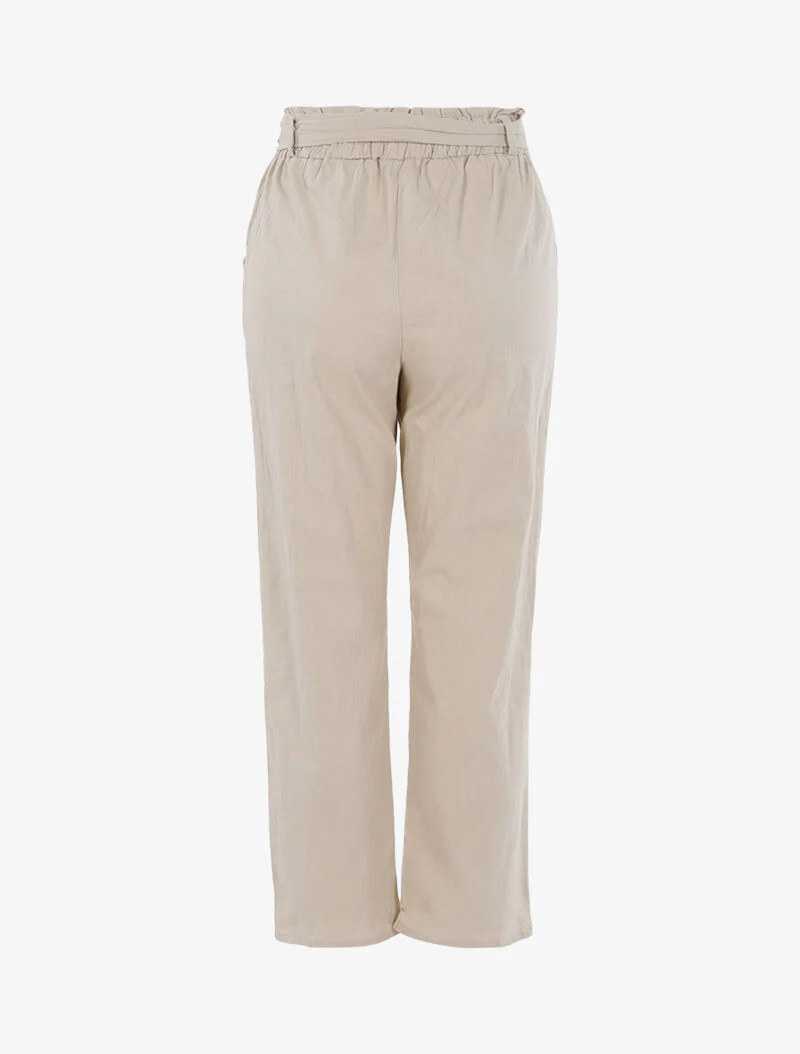 Lange broek met canvas effect - beige - Image 2