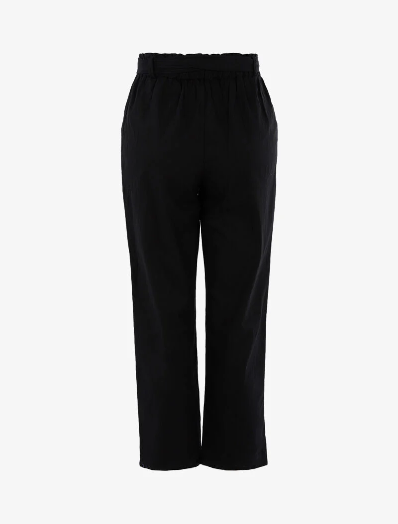 Wijde broek met canvas effect - zwart - Image 2