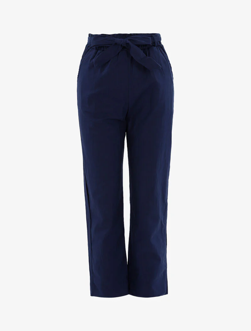 Wijde broek met canvas effect - indigo blauw