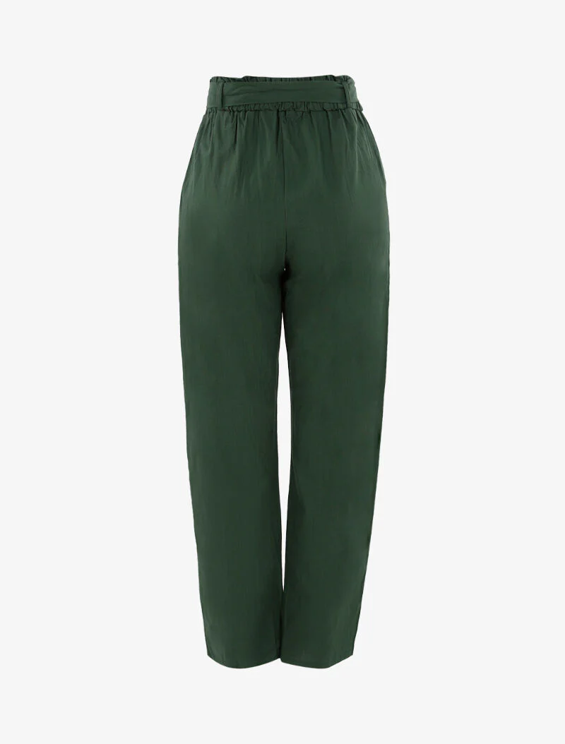 Lange broek met canvas effect - olijfgroen - Image 2