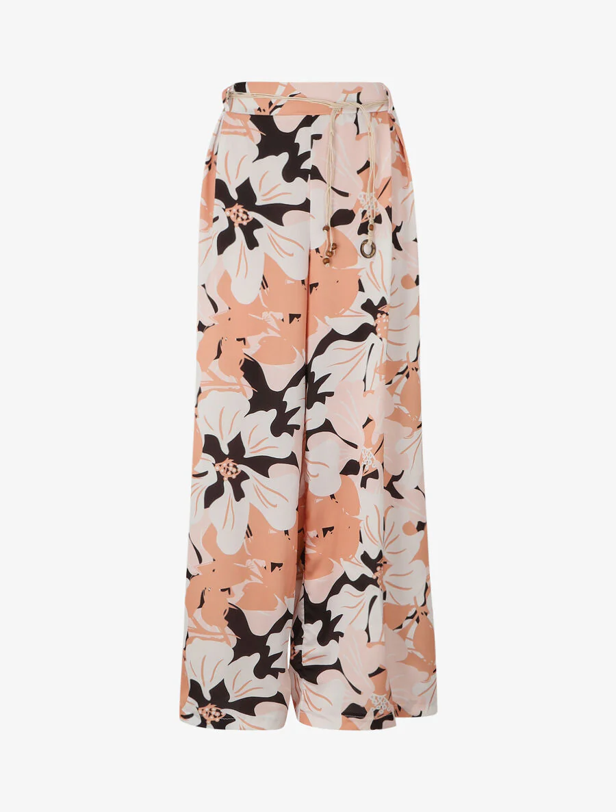 Wijde broek met grote bloemenprint - Zalmroze - Image 2