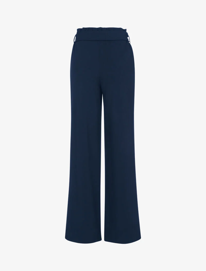 Wijde broek met volant taille - marineblauw - Image 2