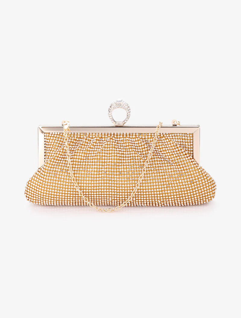Strass beursstijl tas met ring sluiting - Goud